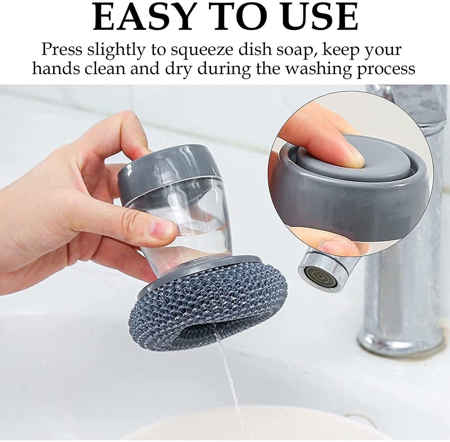 Kitchen Soap Dispensing Palm Brush (Pack of 2) – Scrub Smarter, Not Harder